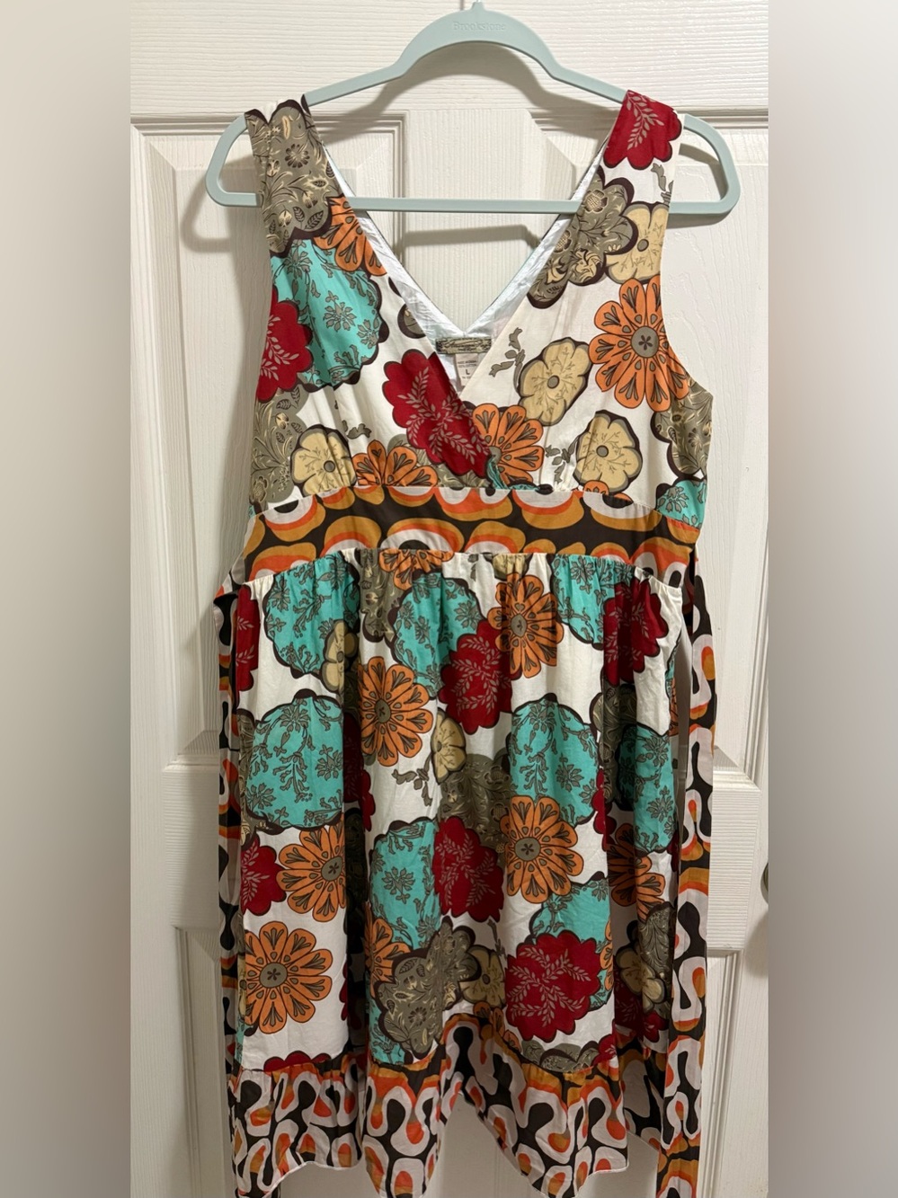 American Rag Floral Tank Dress in White, Teal, Orange & Red